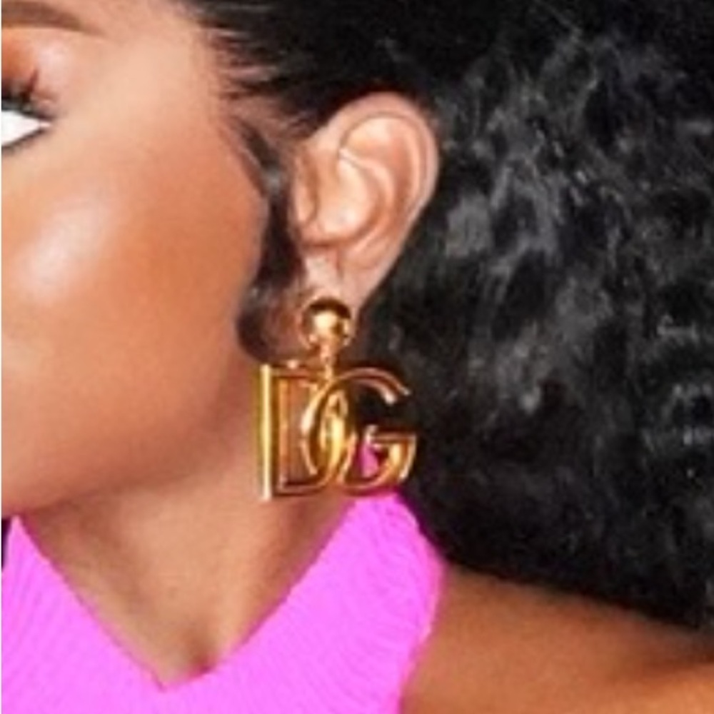 Dolce & Gabbana Gold Logo Earrings (Large) - Picture 2 of 5